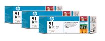 HP 91 3-pack 775-ml Matte Black Ink Cartridges