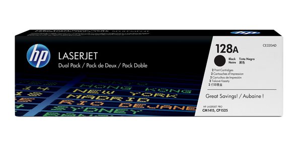 HP 128A Black Dual Pack LaserJet Toner Cartridges