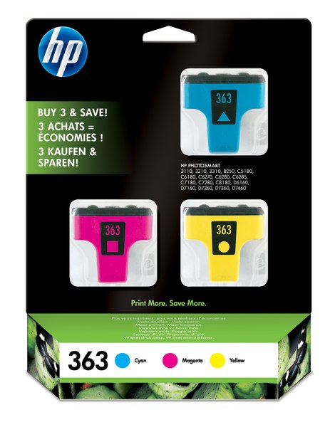 HP 363 3-pack Cyan/Magenta/Yellow Ink Cartridge