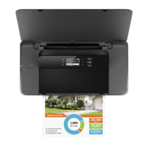 HP OfficeJet 200 Mobile Printer, Aerial/Top, open, with output