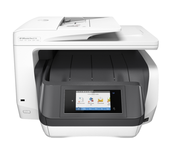 HP OfficeJet Pro 8730 All-in-One (White), Center, Front, no output