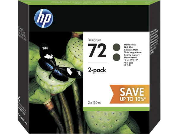 HP 72 DesignJet Matte Black Ink Cartridge 2-pack