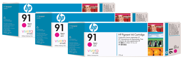 HP 91 3-pack 775-ml Magenta Ink Cartridges