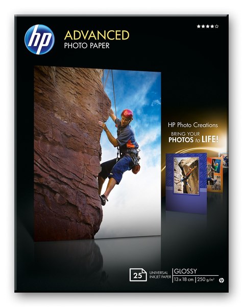 HP Advanced Glossy Photo Paper-25 sht/13 x 18 cm borderless