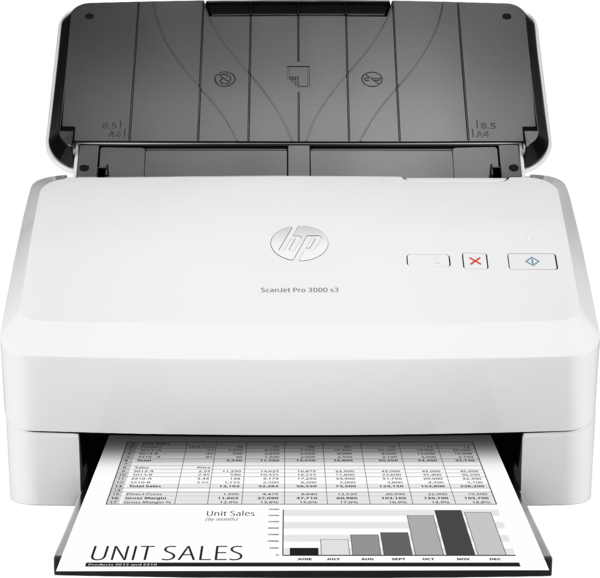 HP ScanJet Pro 3000 s3 sheet-feed Scanner, Center, Front, with output