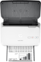HP ScanJet Pro 3000 s3 sheet-feed Scanner, Top view, with output