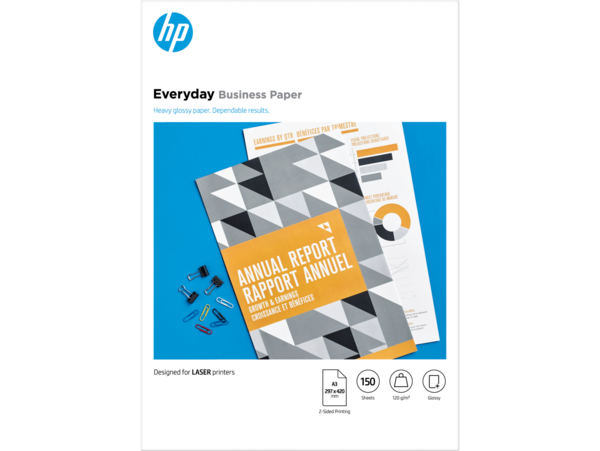 HP Everyday Business Paper, Glossy, FSC, A3 size, 150 shts, 2-sided printing, 7MV81A 7MV81-00001